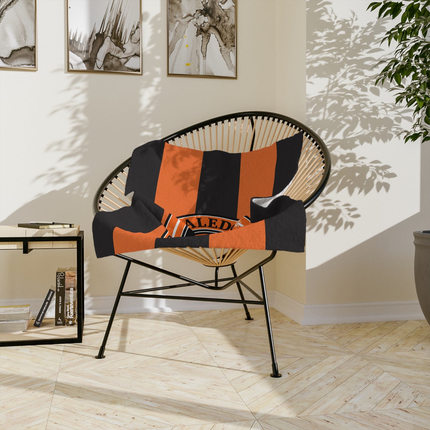 Aledo Soccer Club Velveteen Microfiber Blanket — Orange & Black Team Logo Throw