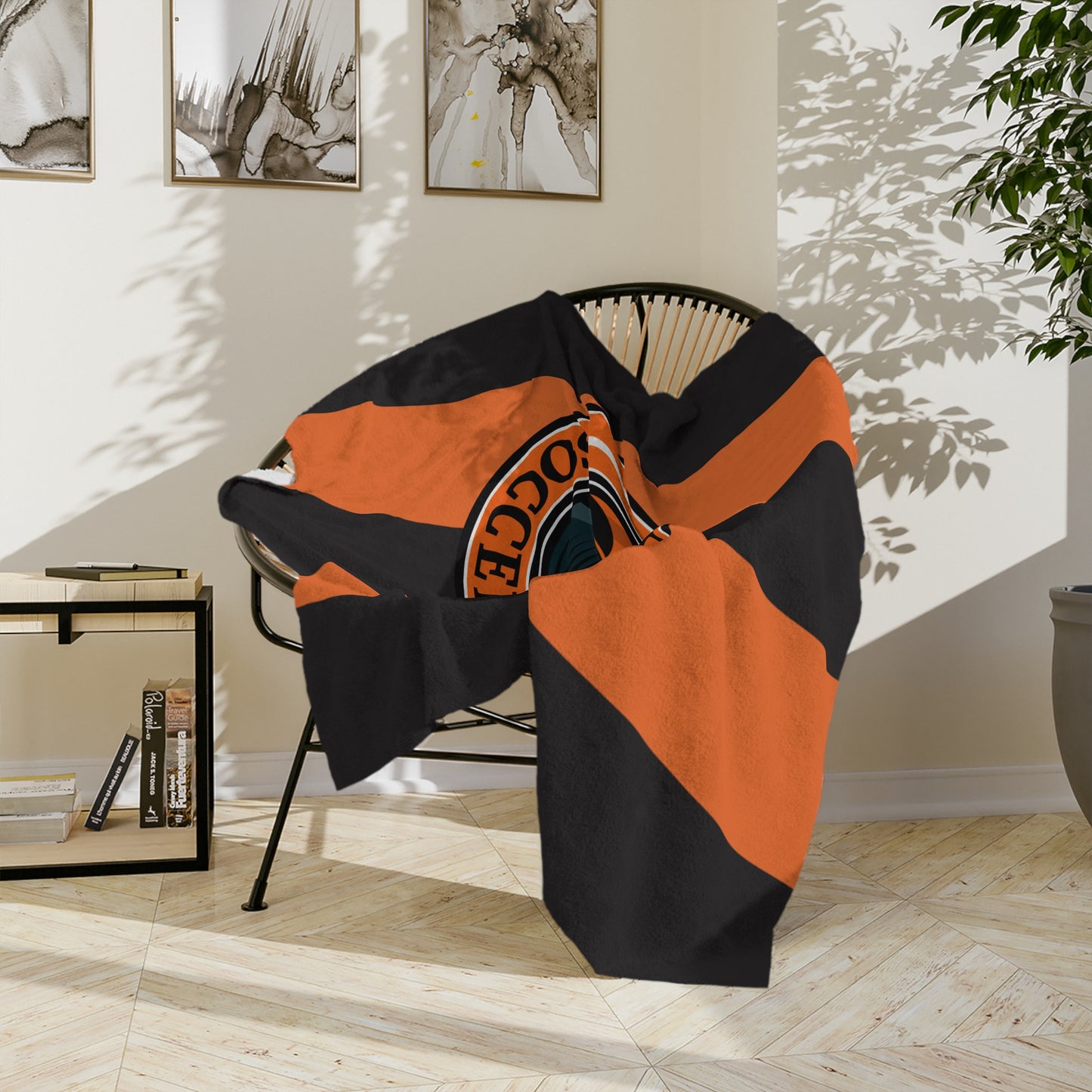Aledo Soccer Club Velveteen Microfiber Blanket — Orange & Black Team Logo Throw